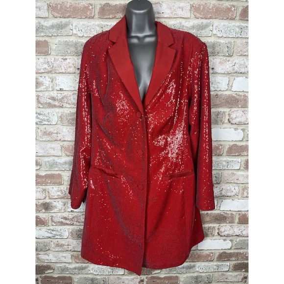 Anthropologie Maeve Sequin Blazer Dress Red Coat Mini Dress Sz 16W -  divino.acegroup.co.in